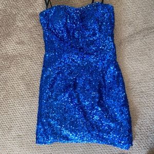 ROYAL BLUE SHORT STRAPLESS HOMECOMING/FORMAL DRESS